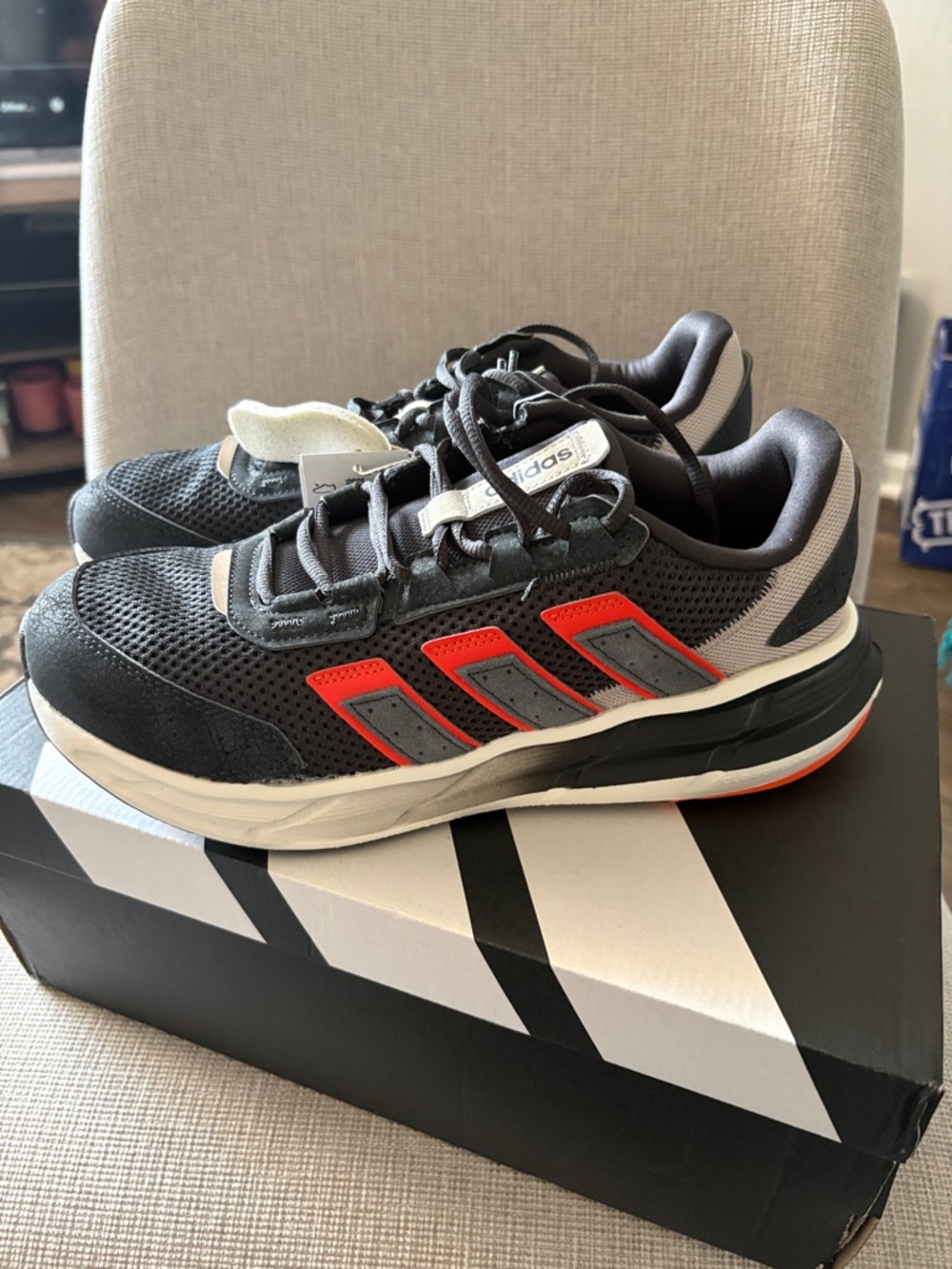 Adidas Astrastar Black Sneakers with Orange Stripe Accents - Picture 4 of 8